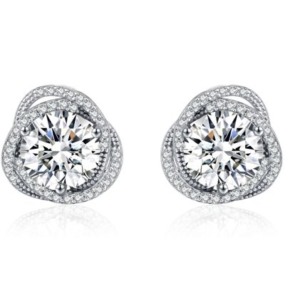 Majestic Brilliance Swirl Stud Earrings - Platinum