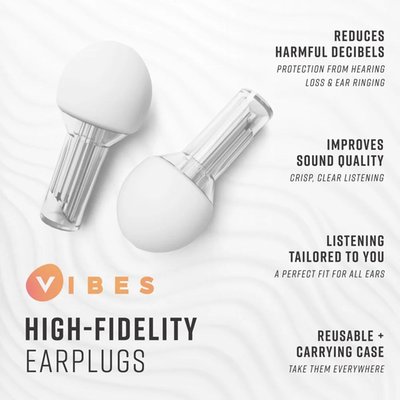Hi-Fidelity Earplugs & Attachable Cord - Clear