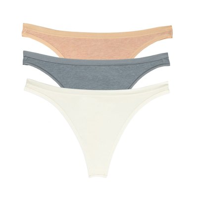 Organic Cotton Thong (3 Pack) - Off White/Sky Blue/Wheat
