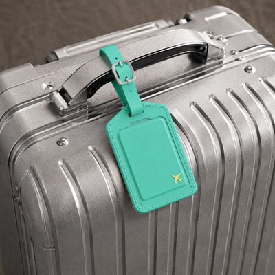 Leather Luggage Tag Trackers (2 Pack) - Green