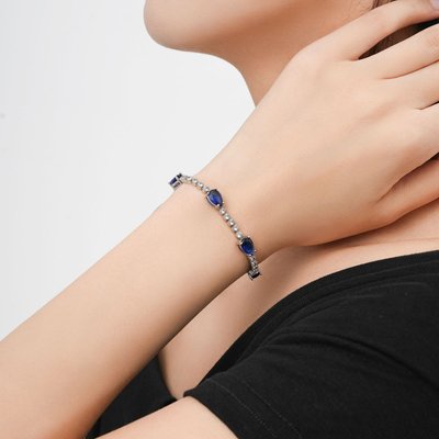 CZ Tennis Bracelet Tear Shape - Sapphire