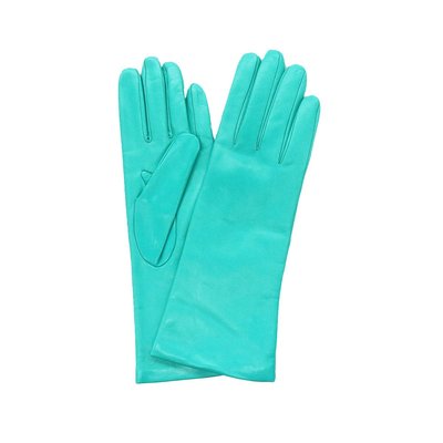 11" Leather Gloves With Cashmere Lining - Blue