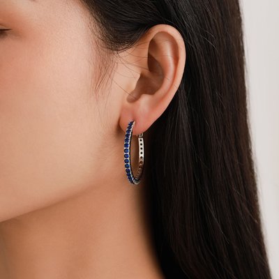 Opulent Glow Hoop Earrings - Sapphire