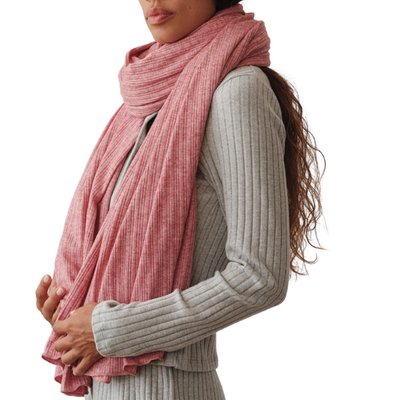 Rib Blanket Scarf - Rose