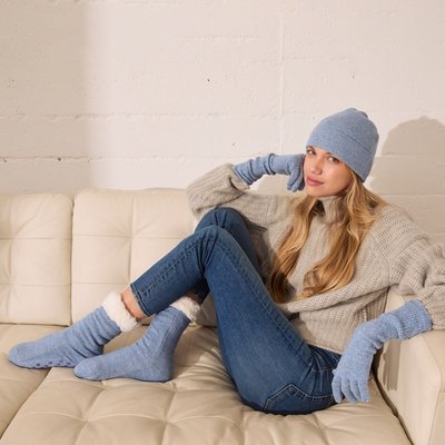 Cashmere Slipper Socks - Blue