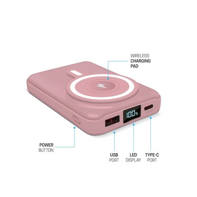 Wireless Charging Battery & Stand - Soft Pink
