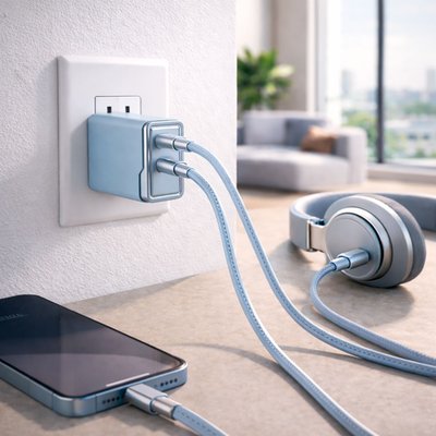Lightning 6ft Charging Cables (set Of 2) + Dual Adapter - 8 Color Options - White