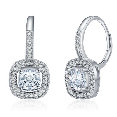 Juliette Semi-Square Leverback Earrings - Platinum