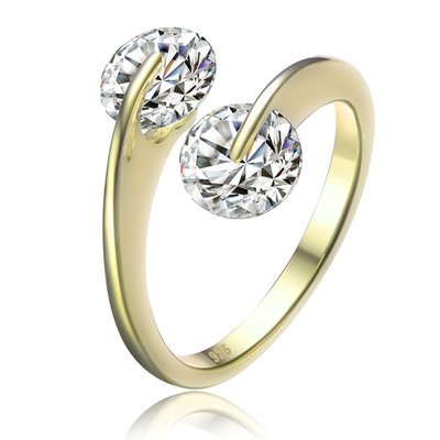 Majestic Glow Sterling Silver Bypass Ring - 14K Gold