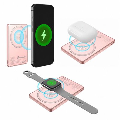 3-in-1 Magnetic Power Bank & Stand - Rose Gold