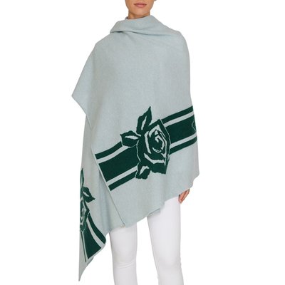 Cashmere Flower Wrap Scarf - Winter Green