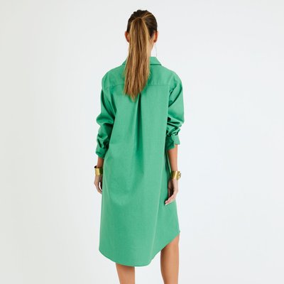 Linen Shirt Dress - Jade Green