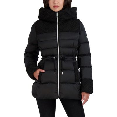 Mixed Media Anorak Puffer  - Black