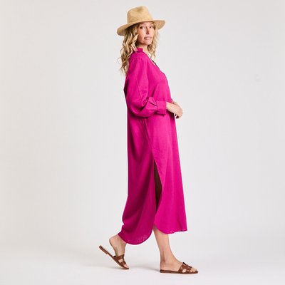 Linen Tunic Dress - Pitaya