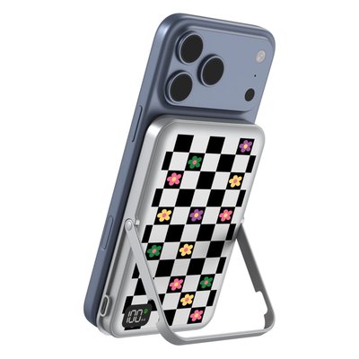 3-in-1 Magnetic Power Bank & Stand - Daisy  Checkered