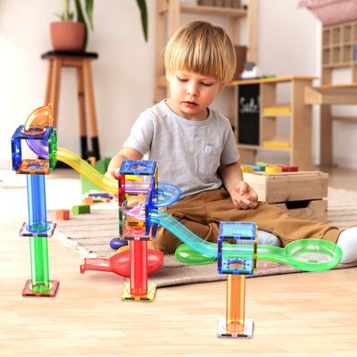 Magnetic Tile Set - 120 Piece Marble Run