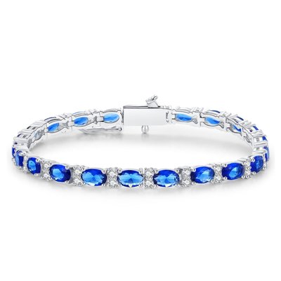 CZ Tennis Bracelet Oval Shape - Sapphire