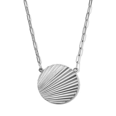 Fluted 18” Coin Necklace - Silver Tone