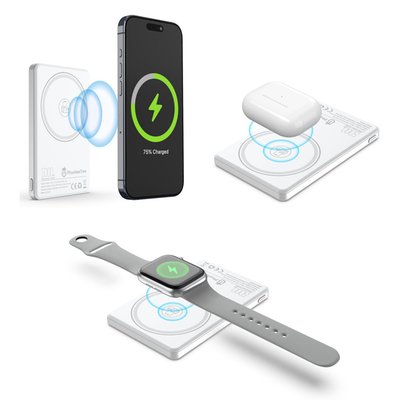 Magnetic Wireless Power Bank - 11 Color Options - White