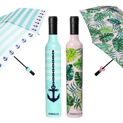 Wine Bottle Umbrella, Set of 2 - Seaside/ Tropical Paradise