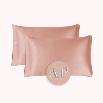 Monogrammed Satin Pillowcases (Set of 2) - Soft Rose