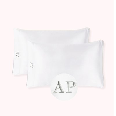 Monogrammed Satin Pillowcases (Set of 2) - Pearl White