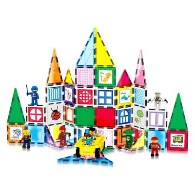 Magnetic Tile Set - 100-Piece Magnetic Builders Set with Carry Storage Case