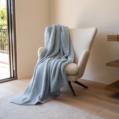 Feather Yarn Throw - Coastal Blue