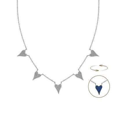 5 Heart Reversible Necklace - White Gold