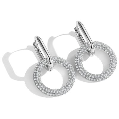Ethereal Glow Circle Drop Earrings - Platinum