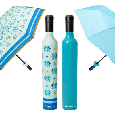 Wine Bottle Umbrella, Set of 2 - Crab Cake/Turquoise