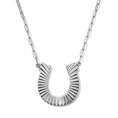 Fluted 18” Horseshoe Necklace - Silver Tone