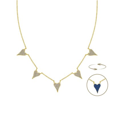 5 Heart Reversible Necklace - Yellow Gold