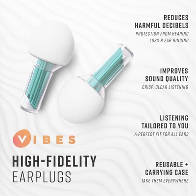 Hi-Fidelity Earplugs & Attachable Cord - Teal