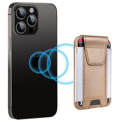 Leather Magnetic Wallet/Tracker/Stand - Gold