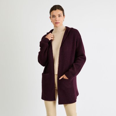 Cashmere Hooded Cardigan - Pinot Noir