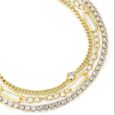 Triple-Row Glimmer Link Bracelet