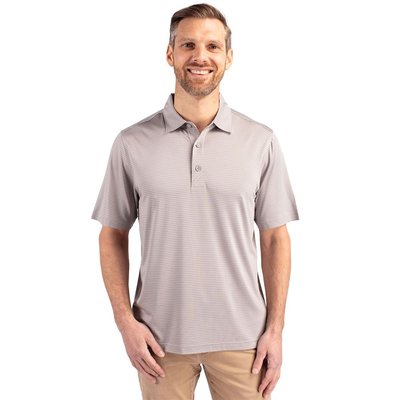 Forge Pencil Stripe Stretch Polo - Polished Gray