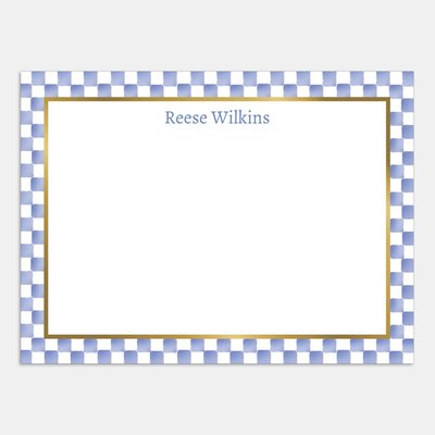 Flat Note Cards - Watercolor Check Border