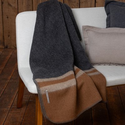 Field Blanket - Charcoal/Cognac/Taupe