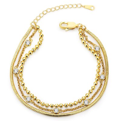 Triple-Strand Mixed Texture Bezel Bracelet
