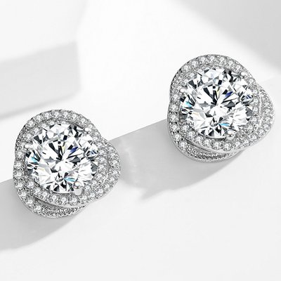 Majestic Brilliance Swirl Stud Earrings - Platinum