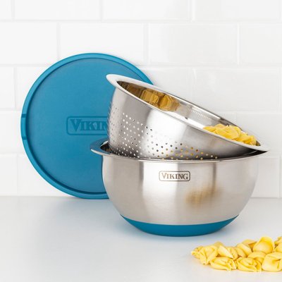Stainless Steel Bowl & Lid (9-Piece Set) - Teal
