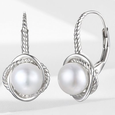 Ethereal Prestige Pearl Drop Earrings - Platinum/Pearl