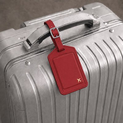 Leather Luggage Tag Trackers (2 Pack) - Red