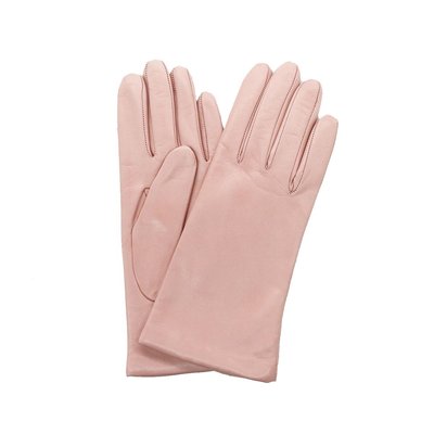 9" Leather Gloves With Cashmere Lining - Pink