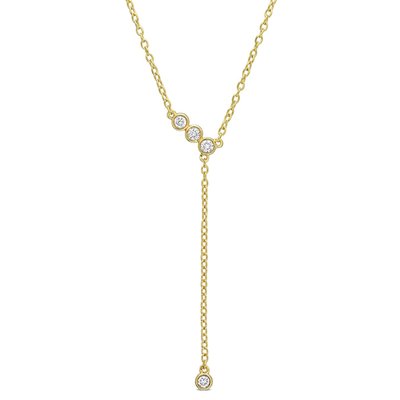 Lariat Necklace (1/8ct) - Yellow Plated