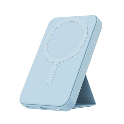 Magnetic Wireless Power Bank with Stand - Blue