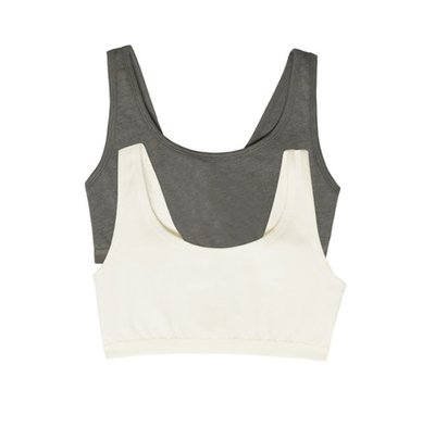 Organic Cotton Bralette (2 Pack) - Off White/Slate