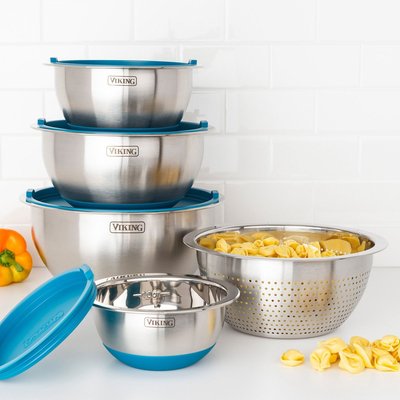 Stainless Steel Bowl & Lid (9-Piece Set) - Teal